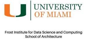 University of Miami branded family logo: Frost Institute for Data Science and Computing, and School of Architecture